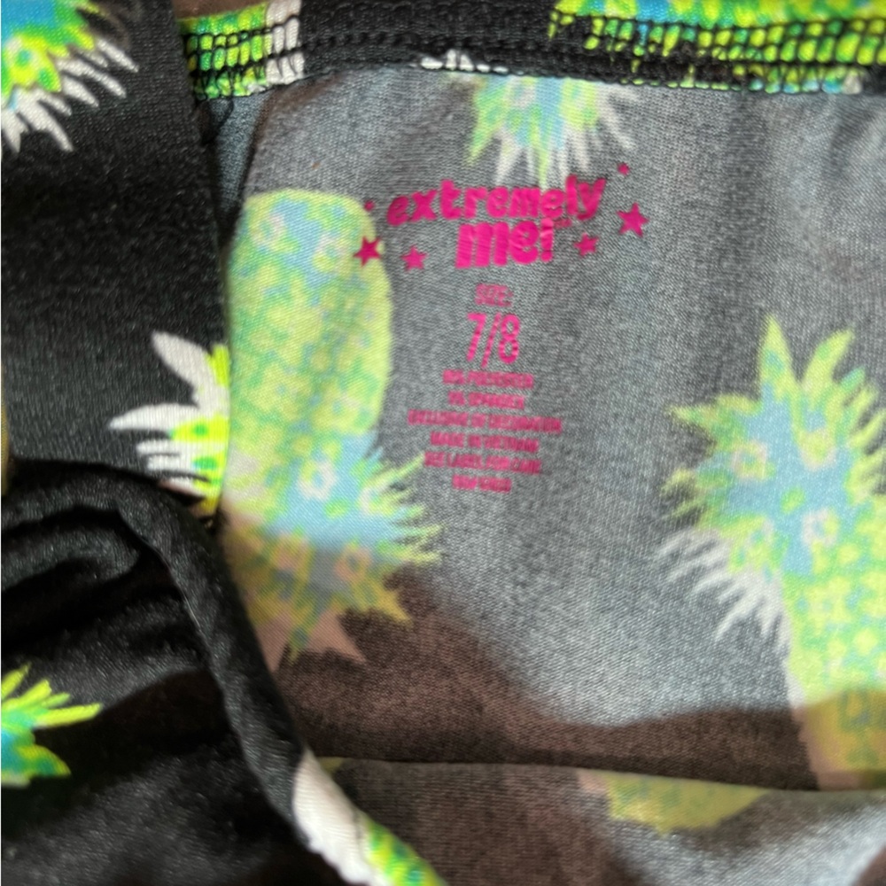 Girls Black Dress with Pineapple Print (1-086) - Picture 3 of 4